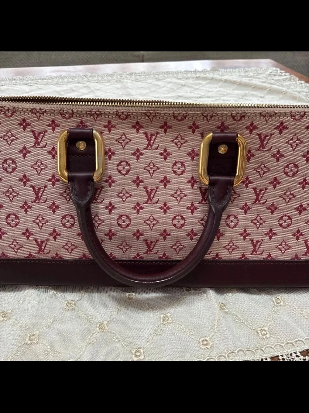 Louis Vuitton Pink and Dark Brown Monogram Satchel